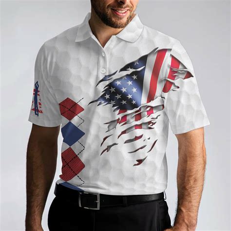 Golf American Flag Argyle Polo Shirt White Golf Texture American Flag