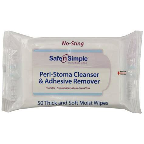 Safe N Simple Peri Stoma Adhesive Remover Wipes 5 X 7 50 Count Per