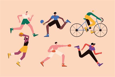 Six Persons Practicing Sports 3822774 Vector Art At Vecteezy