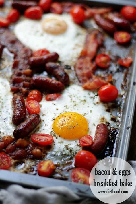 It's full of refrigerated biscuits, whole eggs, crispy center cut bacon, and topped off with just enough cheese. Bacon and Eggs Breakfast Bake Recipe | Diethood