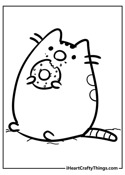 Donut Pusheen Cat Coloring Page Coloring Pages