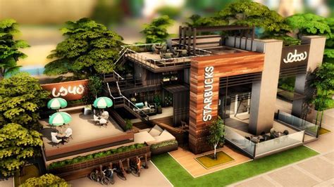 The Sims 4 Starbucks Coffee Shop Speed Build No Cc Plumbobkingdom