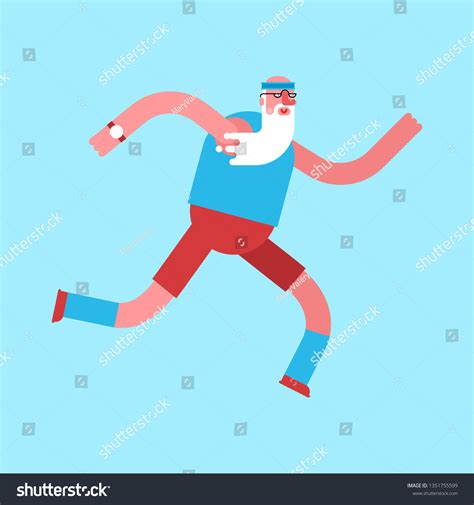 Old Man Running Grandfather Run Isolated Stock Vector Royalty Free