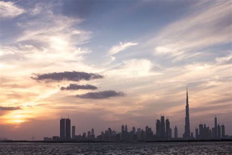 Dubai Skyline At Sunset Editorial Image Image Of Arab 84458965