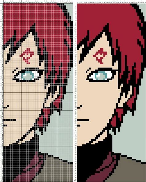 Anime Pixel Art On Grid
