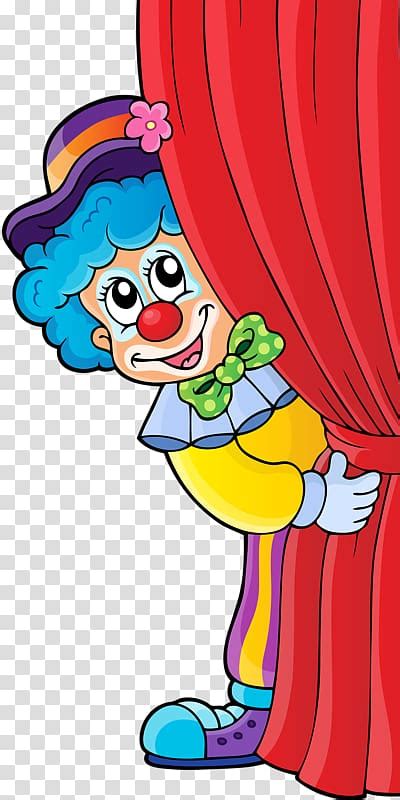 Clown Hiding Behind The Curtain Illustration Clown Circus Funny