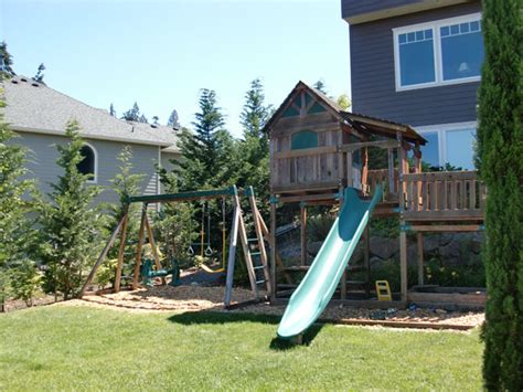 Just place an old shelf against the wall of. 7 Great Play Structures for the Back Yard : Fazzolari ...