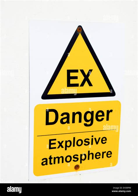 Hazard Warning Sign For Explosive Atmosphere Stock Photo Alamy