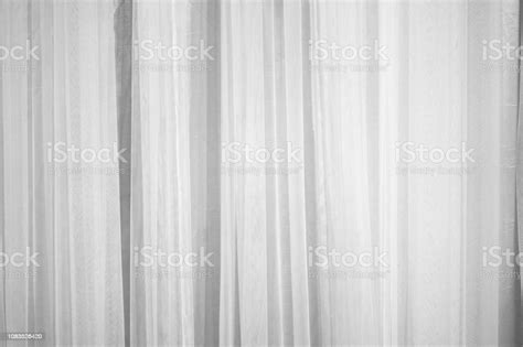 White Curtain Fabric Pattern Surface Texture Closeup Of Interior