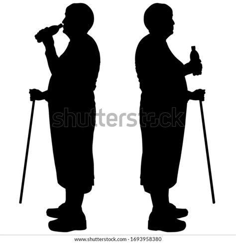 Vector Illustration Two Silhouettes Older Women Stock Vector Royalty