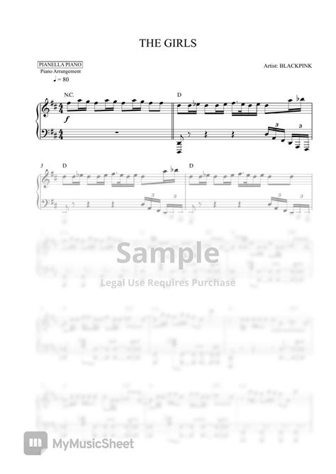 Blackpink The Girls Piano Sheet Notenblatt By Pianella Piano