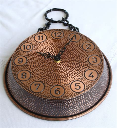 Copper Clock With Chain Wall Clock Copper Wall Clock Wall Etsy