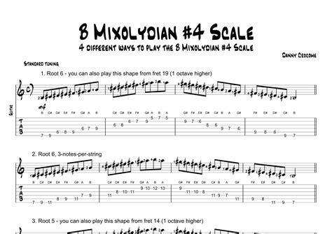 B Mixolydian 4 Scale 4 Ways To Play Sheet Music Traditional