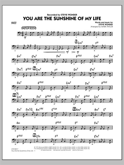If the song contains many errors, you are encouraged to submit your own version. Mark Taylor "You Are the Sunshine of My Life (Key: C) - Bass" Sheet Music PDF Notes, Chords ...