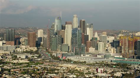 76k Stock Footage Aerial Video Of Tall Skyscrapers Of The Downtown Los