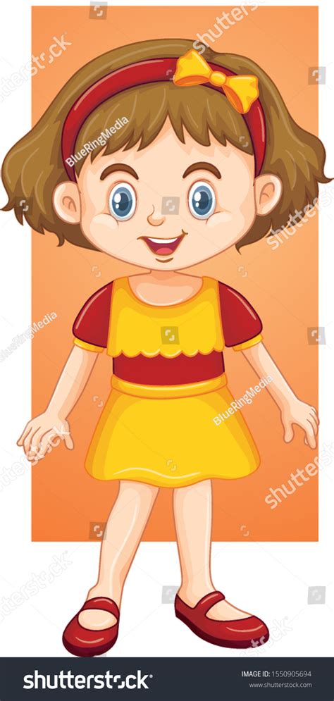 Happy Girl Yellow Dress Illustration Stock Vector Royalty Free