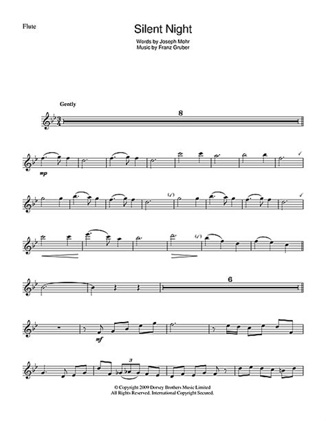 Silent Night Sheet Music By Franz Gruber Flute 48533