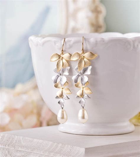 Bridal Earrings Gold And Silver Earrings Wedding Earrings Bridesmaid