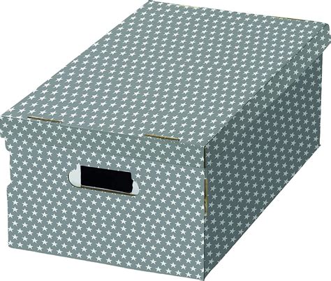 Compactor Lot De 2 Boîtes De Rangement En Carton Ondulé Avec Poignées Empilables Gris