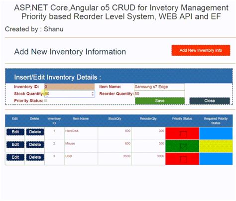 Angular5 ASP NET Core CRUD For Inventory Management Using EF And WEB