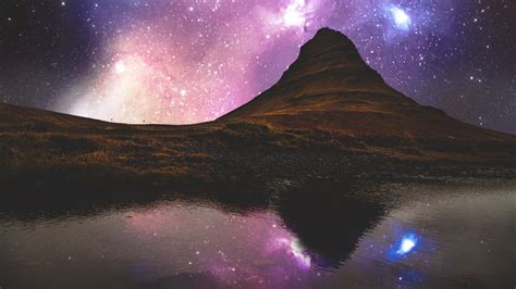 Landscape Wallpaper 4k Mountains Starry Sky Nebula Outer Space