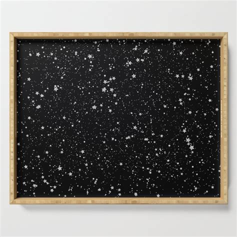 Glitter Stars2 Silver Black Serving Tray By Lemat Works Society6