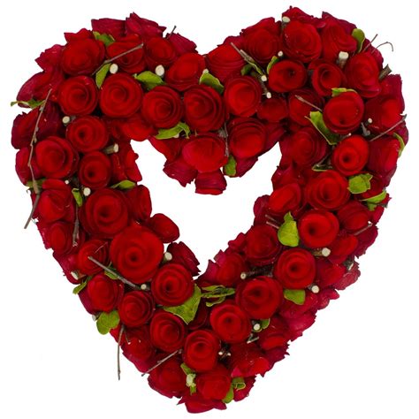 Northlight 13 Red Wooden Rose Floral Heart Artificial Valentines Day
