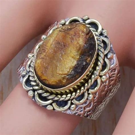 925 Sterling Silver Jewelry Rough Tiger Eye Gemstone Ring Sjwr 331 At
