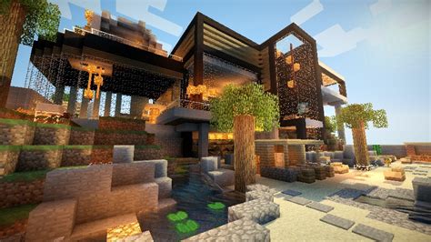 Meilleur Maison Moderne Minecraft Survie Fond Décran Iochroma