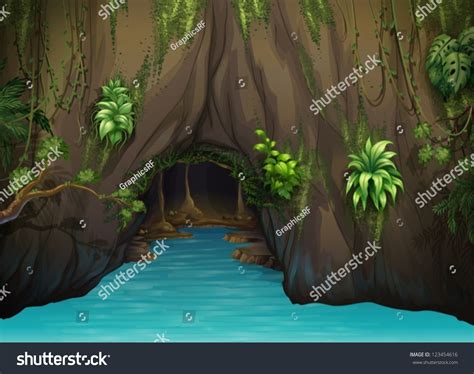 Illustration Cave Water Beautiful Nature Stock Vector Royalty Free