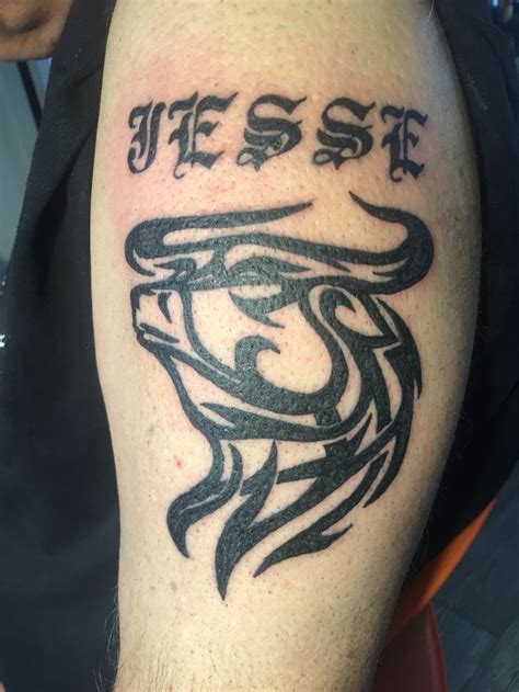 Tattoos by captain bret & celtic tattoo. Letter tattoo old english bull tribal black and grey