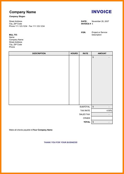 Editable Printable Invoice Template