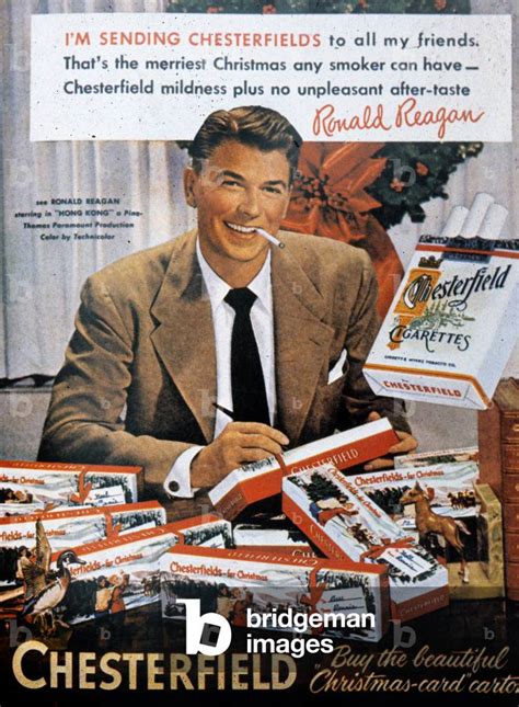 Image Of Ronald Reagan In A Advertisement For Chesterfield Cigarettes 1952