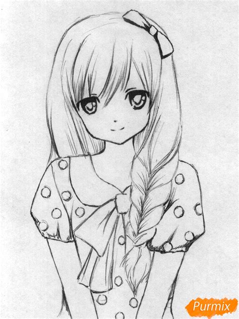 Как нарисовать милую аниме девушку карандашом поэтапно