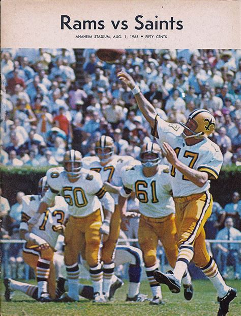 Nfl Program Los Angeles Rams Vs New Orleans Saints August 1 1968