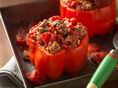 Easy Stuffed Bell Peppers With Ground Beef No Rice Beef Poster