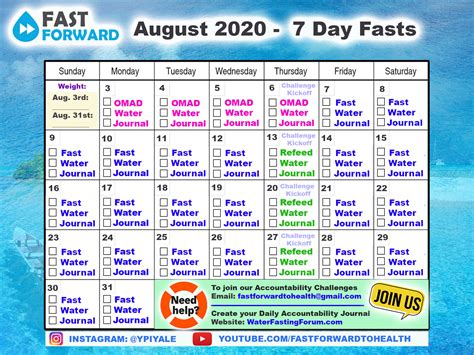 August 2020 Pick A Plan 5 Fasting Calendars Tools Calendars