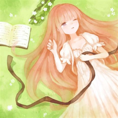 Tags Anime Grass Saku Open Book Brown Ribbon Laying On Grass Dark