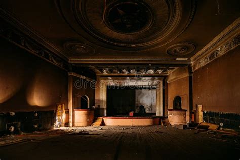 Old Burnt Creepy Abandoned Ruined Haunted Theater Stock Image Image