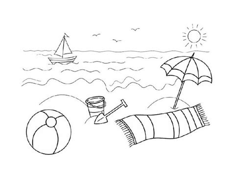A Beach Scene With An Umbrella Hat And Ball