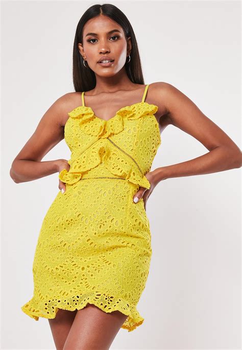 Yellow Broderie Anglaise Mini Dress | Missguided