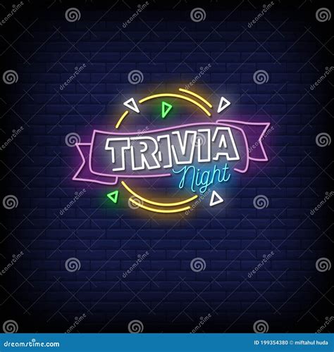 Trivia Night Neon Signs Style Text Vector Stock Vector Illustration