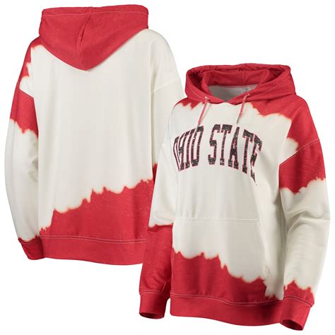 Women S Gameday Couture White Scarlet Ohio State Buckeyes For The Fun Double Dip Dyed Pullover