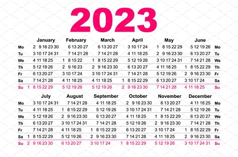 2023 Pocket Calendar Template Grid Graphic Objects Creative Market