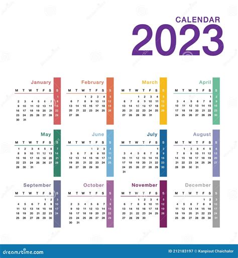 Modelo De Concepção Horizontal Do Vetor De Calendário Para O Ano 2023