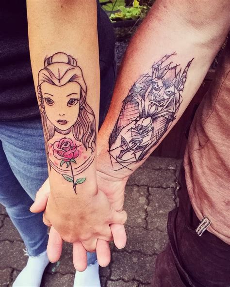 80 Disney Couple Tattoos That Prove Fairy Tales Are Real Couple Disney