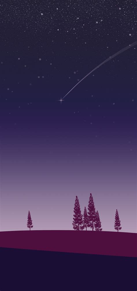 1080x2280 Night Trees Stars In Sky Minimalism Artwork 5k One Plus 6