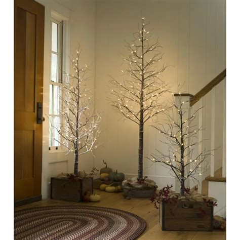Plow And Hearth 6 Ft White Birch Pre Lit Twig Slim Brown Artificial