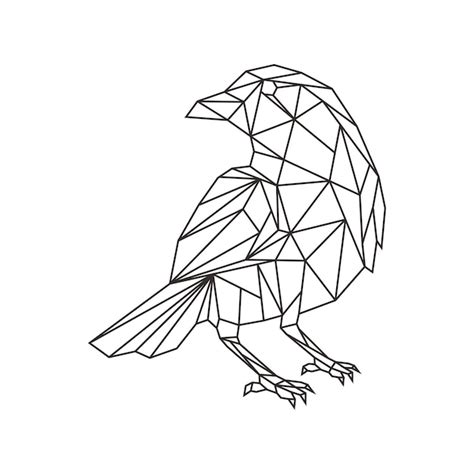Premium Vector Line Art Raven Crow Bird Geometric Logo Design Vector