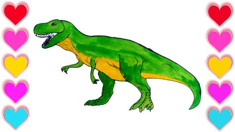 When you finish your dinosaur drawing why not color it in like this! How To Draw A Dinosaur || Drawing & Painting a Dinosaur ...